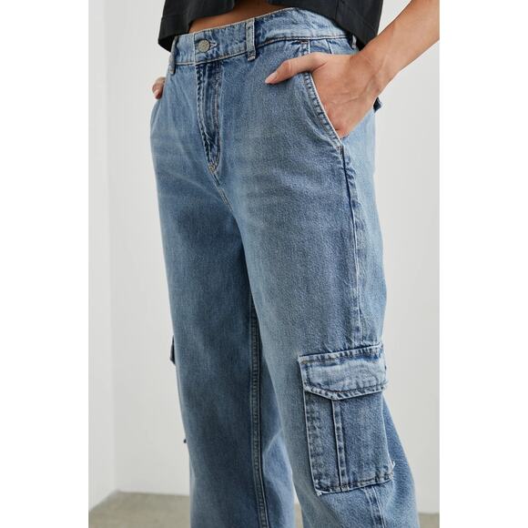 Rails Speedway Cargo Pant in Breezy Blue Relaxed Slouchy Boyfriend Jeans Size 25 - Picture 4 of 16